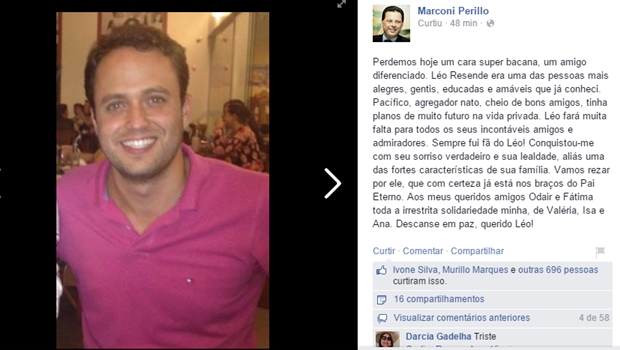 Governador Marconi Perillo lamenta morte de filho do prefeito de ... - Jornal Opção