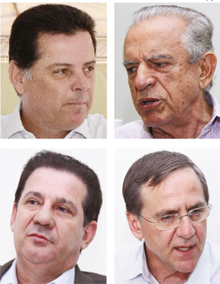 Marconi Perillo, Iris Rezende, Vanderlan Cardoso e Antônio Gomide: os quatro políticos têm experiência com administração pública e sabem que desenvolvimento exige investimento a fundo perdido