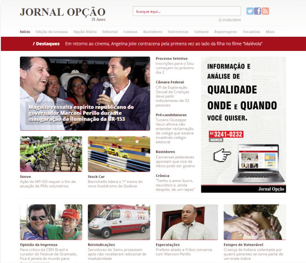 Os dados sobre acesso do Jornal Opção, aferidos pelo Google Analyticz, estão à disposição das agências de publicidade e do mercado empresarial