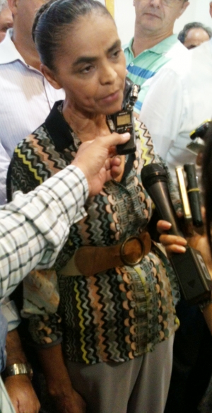 Pré-candidata a vice de Campos, Marina descartou qualquer pacto político com o DEM. Foto: Marcello Dantas/Jornal Opção Online
