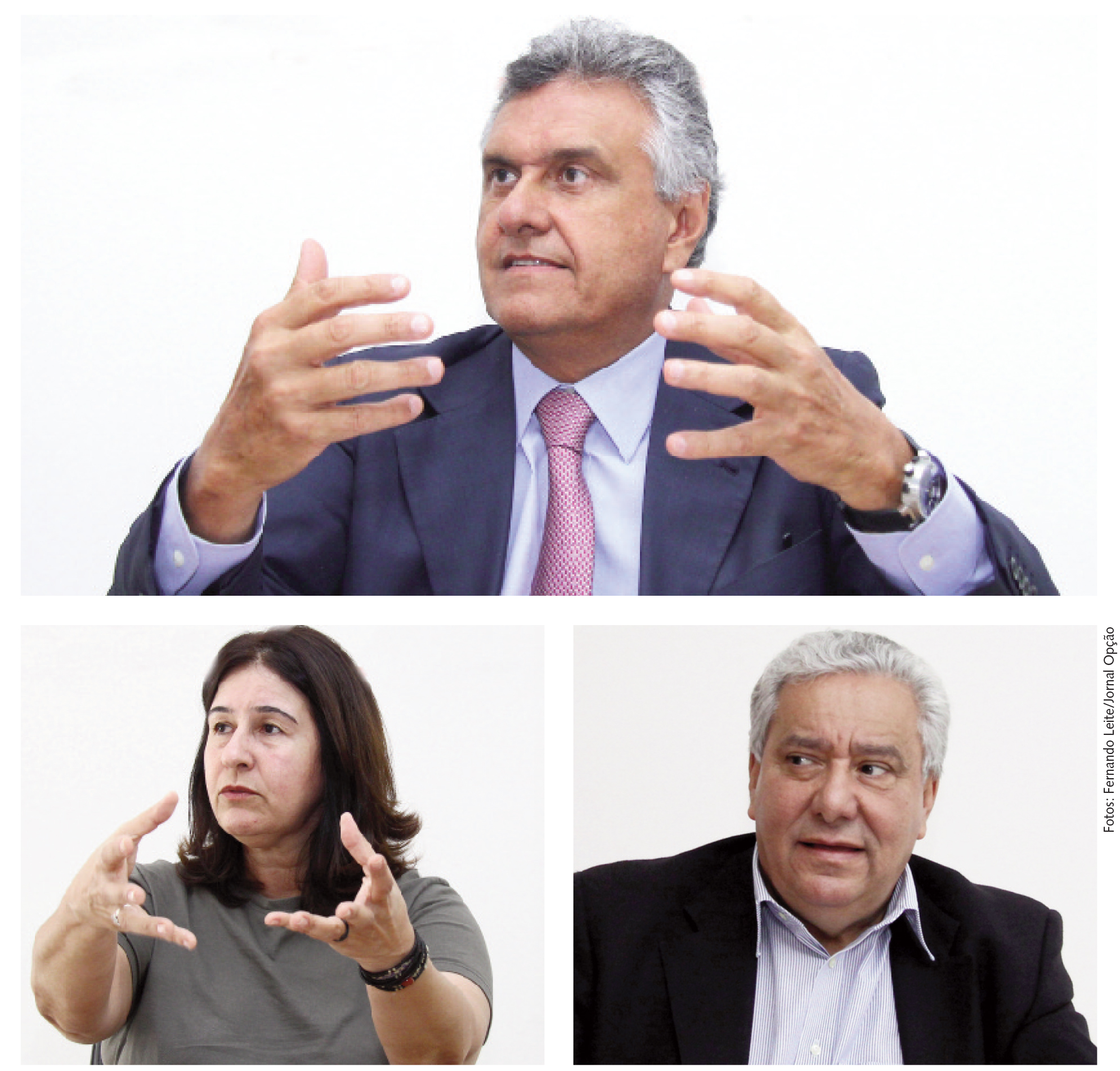 Ronaldo Caiado lidera as pesquisas, com Marina Sant’Anna em segundo e Vilmar Rocha em terceiro: haverá espaço para alguma surpresa, como aconteceu em 2002, quando o líder Iris Rezende perdeu? | Fotos: Fernando Leite/Jornal Opção