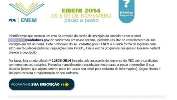 E-mail falso sobre o Enem usado para enganar usuários | Arquivo/Agência Brasil