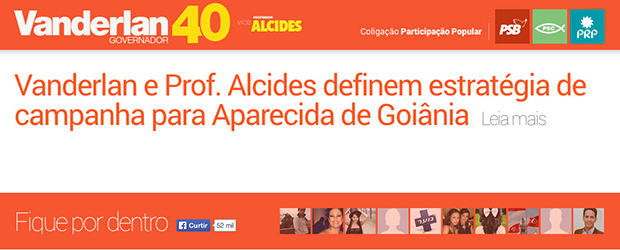 Wiget ou banner virtual da página de Vanderlan em seu site oficial demonstrou a presença maciça de seguidores estrangeiros em sua fan page no Facebook