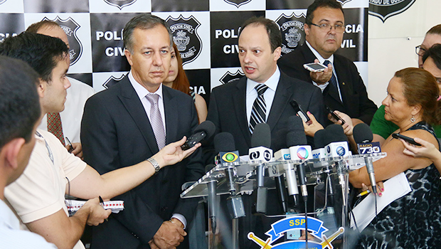Cúpula da SSP-GO concede coletiva na sede pasta | Foto: Fernando Leite/Jornal Opção