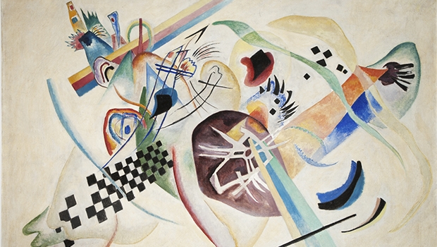 Entre tantas intituladas “improvisação”, a obra “No Branco” é uma das telas a óleo mais famosas de Kandinsky | © Kandinsky, Wassily, / AUTVIS, Brasil, 2014