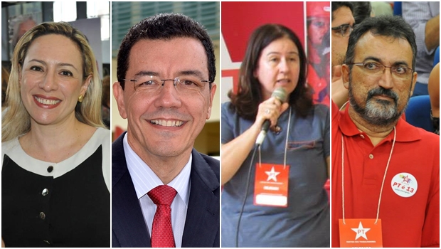 Possíveis candidatos do PT à prefeitura de Goiânia: Adriana Accorsi, Edward Madureira, Marina Sant'Anna e Humberto Aidar | Fotos: reprodução / Facebook