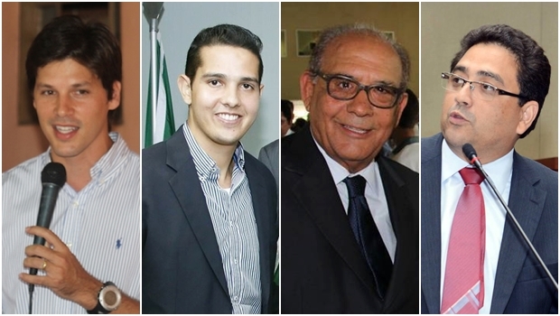 Problemas com a Justiça Eleitoral: Deputado federal Daniel Vilela (PMDB), deputado estadual Zé Antônio (PTB), deputado Roberto Balestra (PP) e deputado estadual Talles Barreto (PTB) | Fotos: reprodução / Facebook