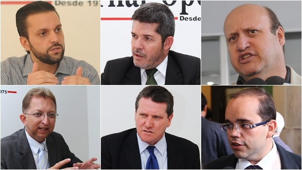 Deputados federais tucanos Alexandre Baldy, Waldir Soares, Célio Silveira, João Campos, Vecci e Fábio de Sousa | Foto: montagem