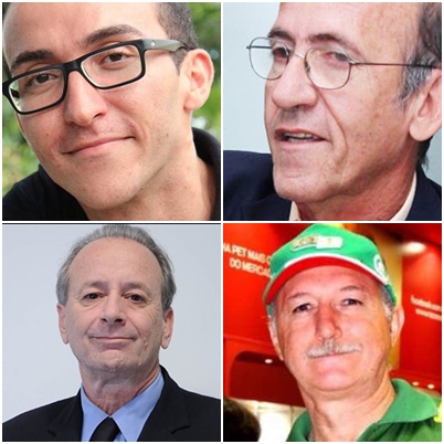 No alto, Luís Gustavo Rocha e Rubens Otoni; acima, Mario Sergio Conti e o sósia Vladimir Palomo: (des)encontros que causaram confusão, mas que provam a humanidade do trabalho jornalístico | Fotos: Divulgação/Facebook;Fernando Leite/Jornal Opção; e Divulgação