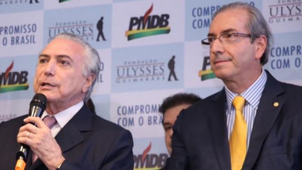 Vice-presidente Michel Temer e presidente da Câmara dos Deputados, Eduardo Cunha. Em nota do PMDBm legenda | Foto: Twitter/ Michel Temer