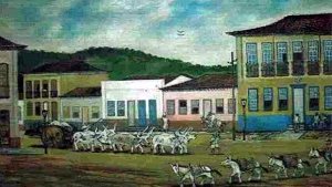 Pintura a óleo de Octo Marques mostra cidade de Goiás | Reprodução