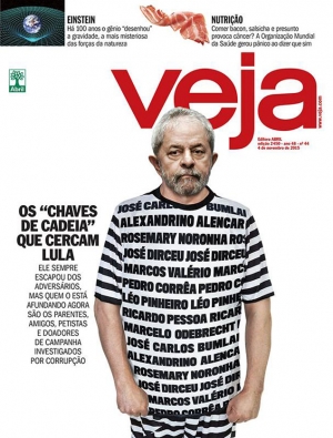 Lula como presidiário na capa da Veja em novembro de 2015