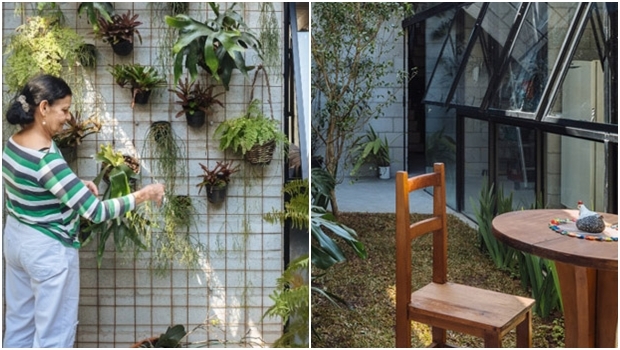 O cinza dos blocos de concreto contrasta com o verde das plantas: arquitetura contemporânea | Fotos: Pedro Kok/Terra e Tuma Arquitetos