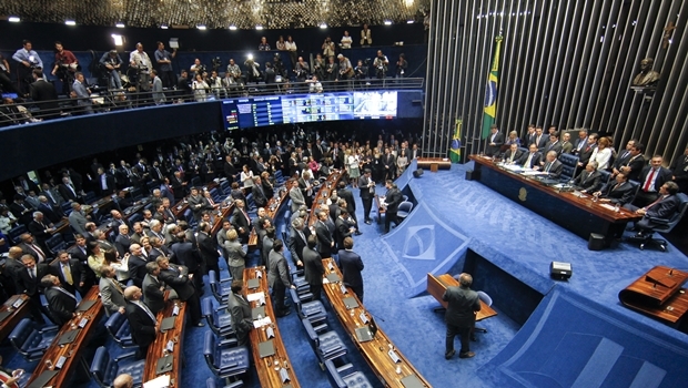 Plenário do Senado durante sessão deliberativa extraordinária que decidirá pela aprovação ou rejeição do relatório favorável à admissibilidade do processo de impeachment da presidente da República. Aprovada a admissibilidade de processo de impeachment contra Dilma Rousseff por 55 votos a 22. Foto: Beto Barata/Agência Senado