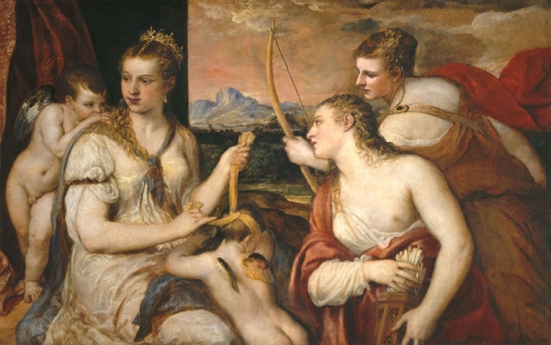 Vênus vendando o amor | Tiziano (Ticiano) Vacellio